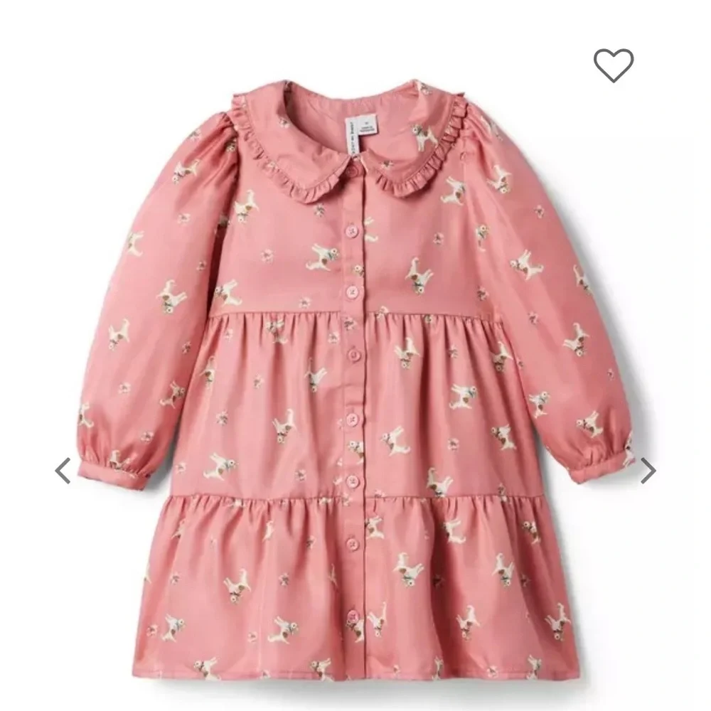 Janie and Jack size 8 Girls' Pink Ruffled Collar Tiered Dress Sz 8